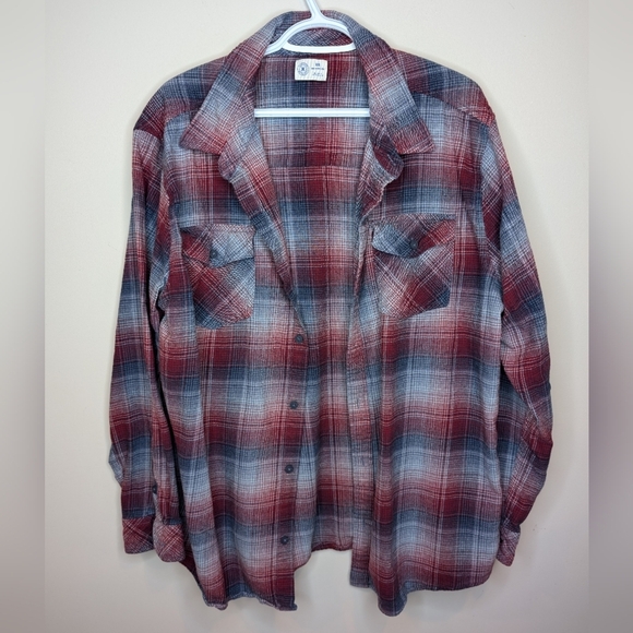 Men's Hurley Blue Red White Flannel Plaid Button-Down Shirt XXL - Picture 12 of 12